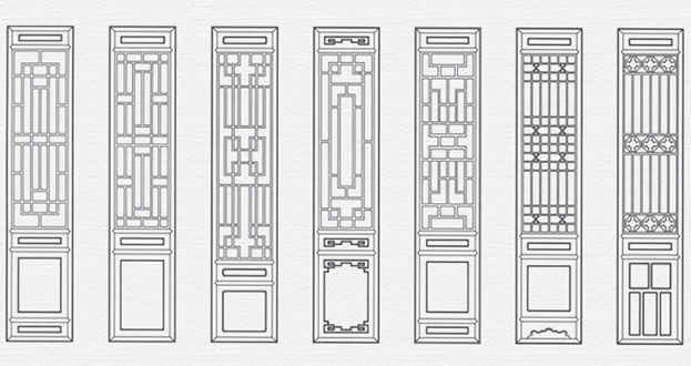 抚松常用中式仿古花窗图案隔断设计图